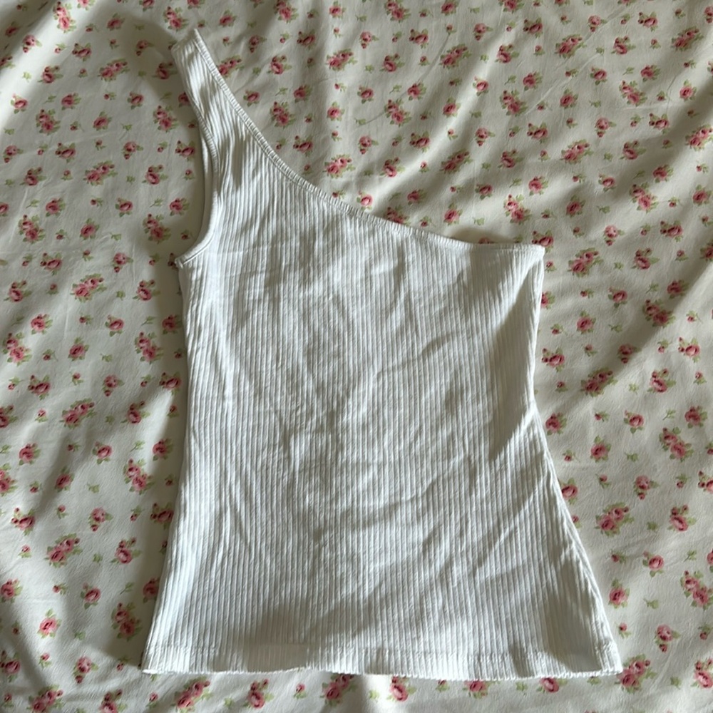 anthropology sale shirt white one shoulder size s/m